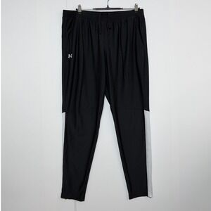Under Armour Jogger Mens XL 35X32 Black Twister Track Pants Fitted Side Zip